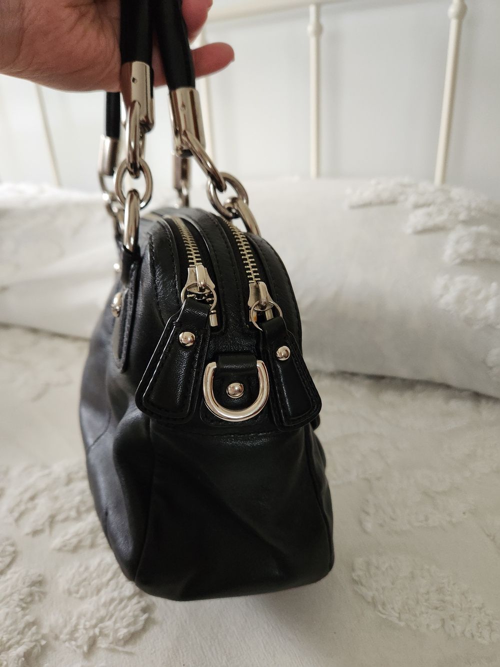 Coach Black Leather Kristin Satchel Handbag L1294-F22304 - Picture 8 of 15